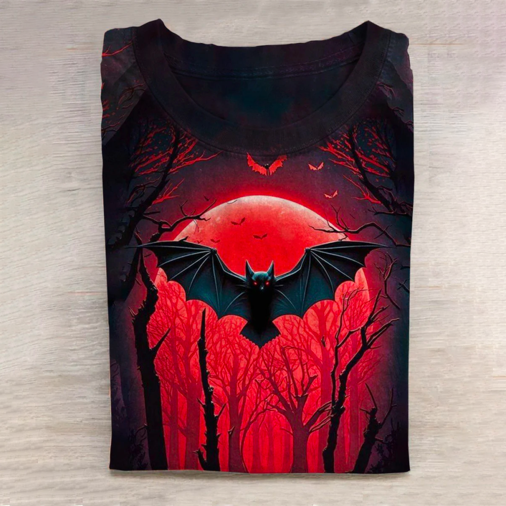 Halloween Bat Print Casual Long Sleeve T-Shirt