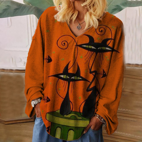 Halloween Black Cat Art Oversize T Shirt