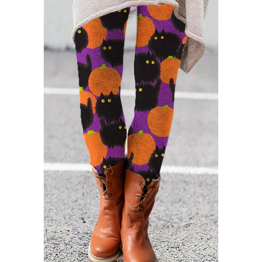 Halloween Black Cat Casual Leggings