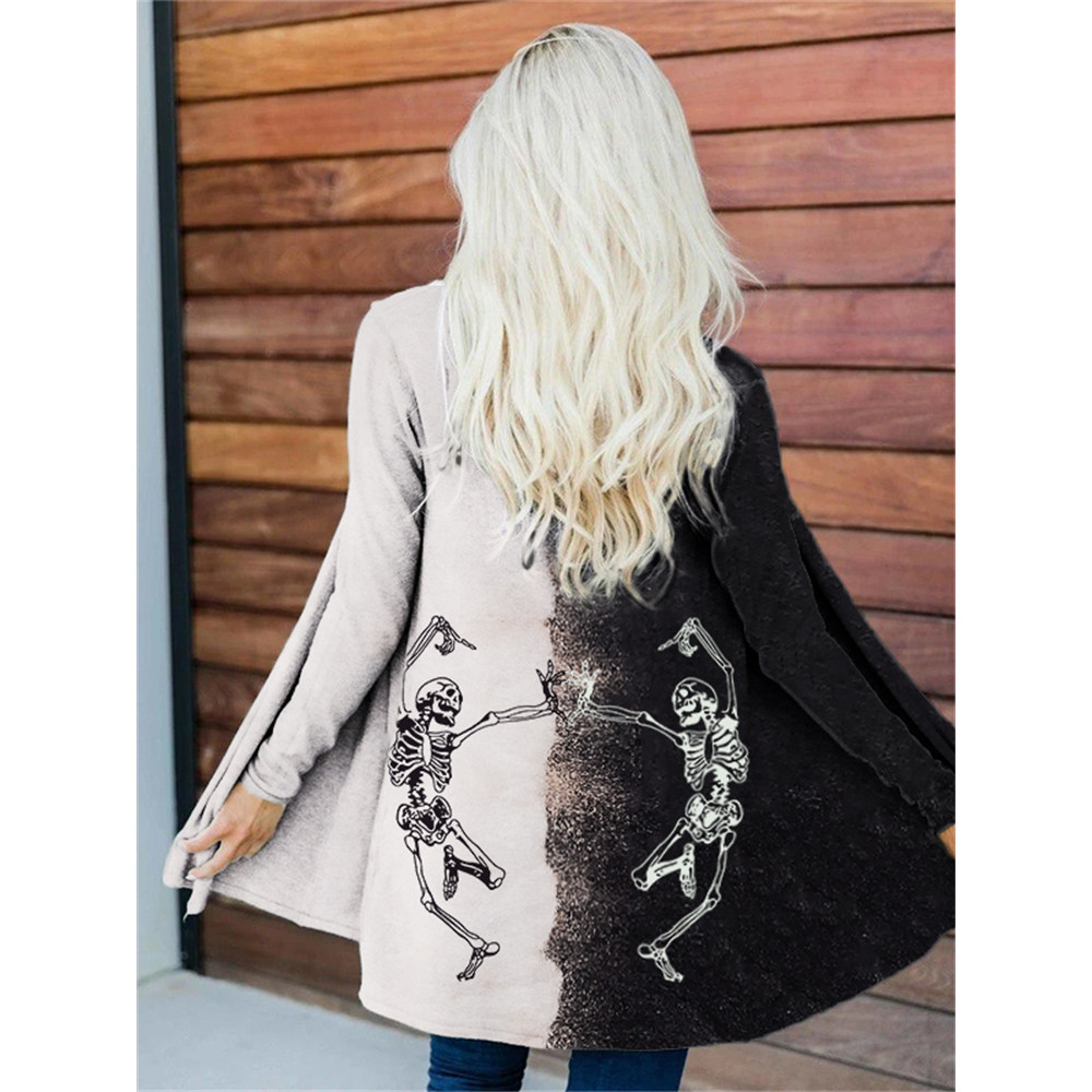 Halloween Dancing Skeletons Contrast Color Cardigan