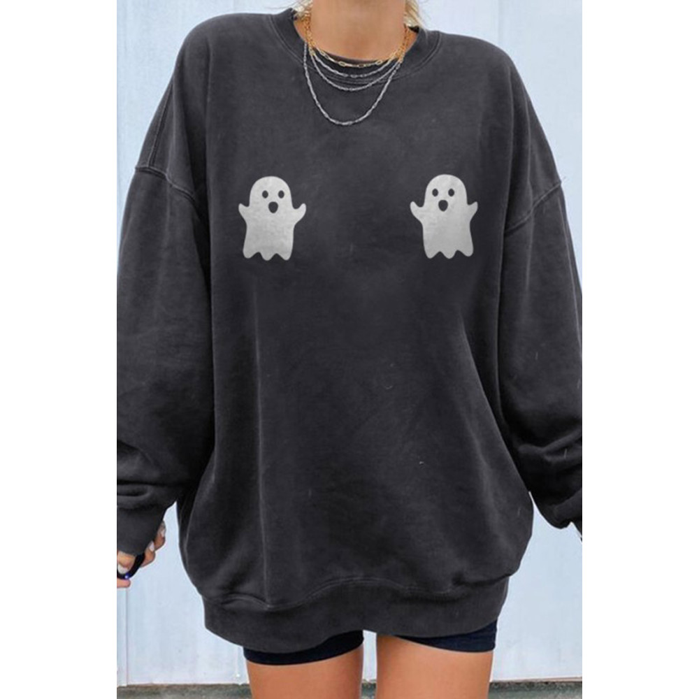 Halloween Fun Print Crew Neck Casual Sweatshirt