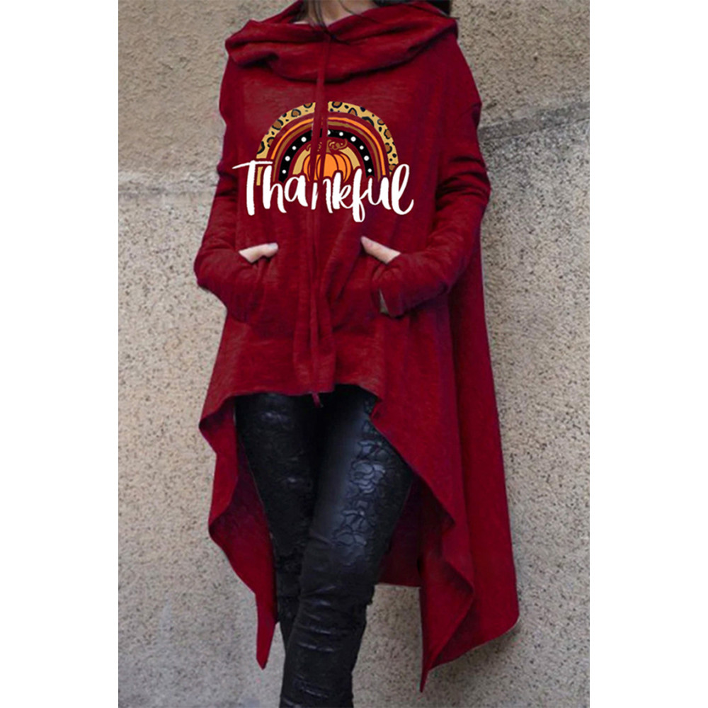 Halloween Fun Pumpkin Print Irregular Hoodie