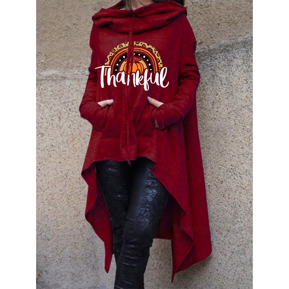 Halloween Fun Pumpkin Print Irregular Hoodie