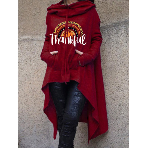 Halloween Fun Pumpkin Print Irregular Hoodie
