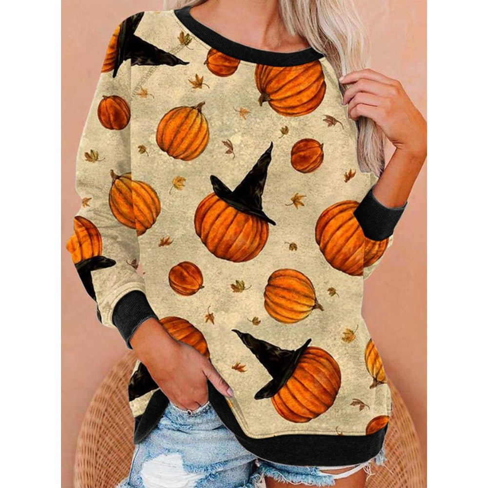 Halloween Fun Skull Print Long Sleeve Sweatshirt
