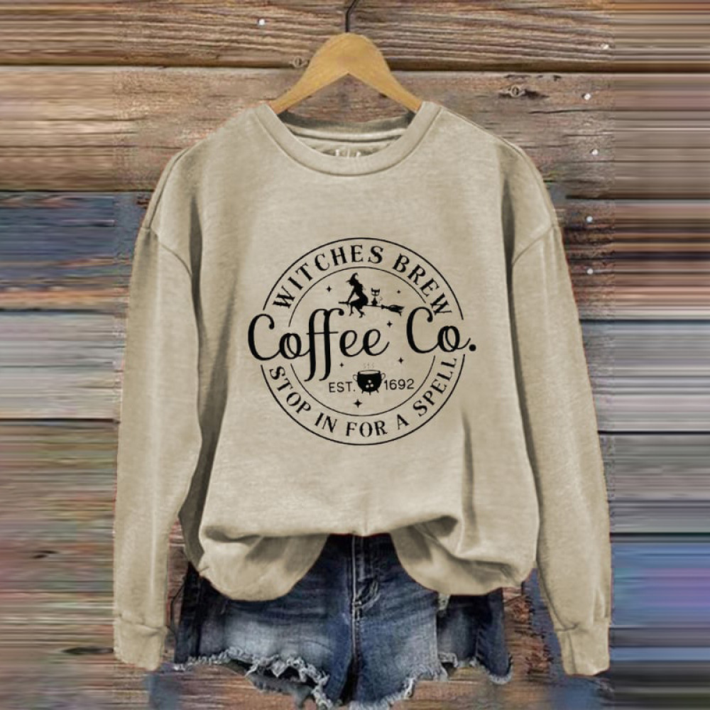 Halloween Funny Coffee Co Witches Brew Prnted Sweatshirt