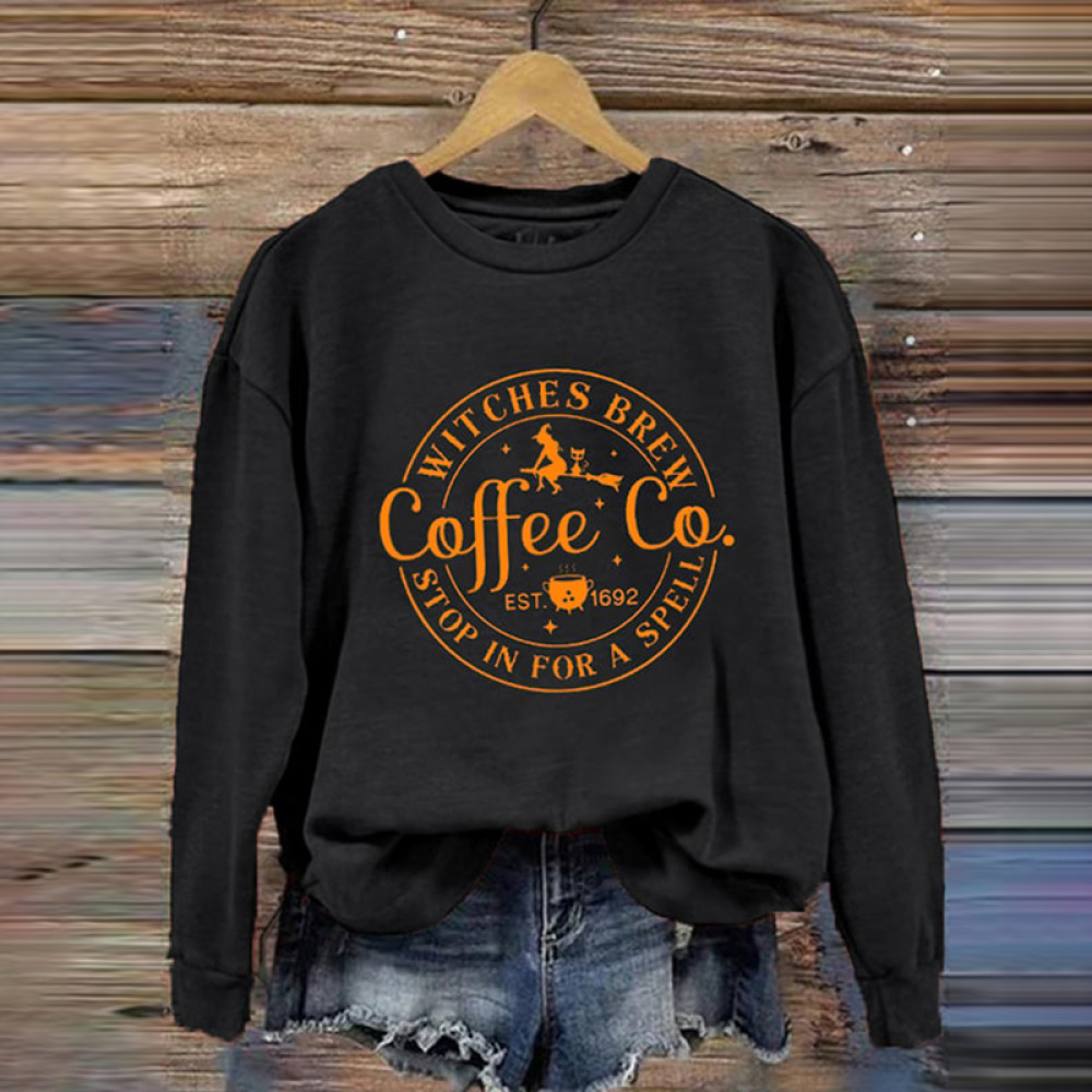 Halloween Funny Coffee Co Witches Brew Prnted Sweatshirt