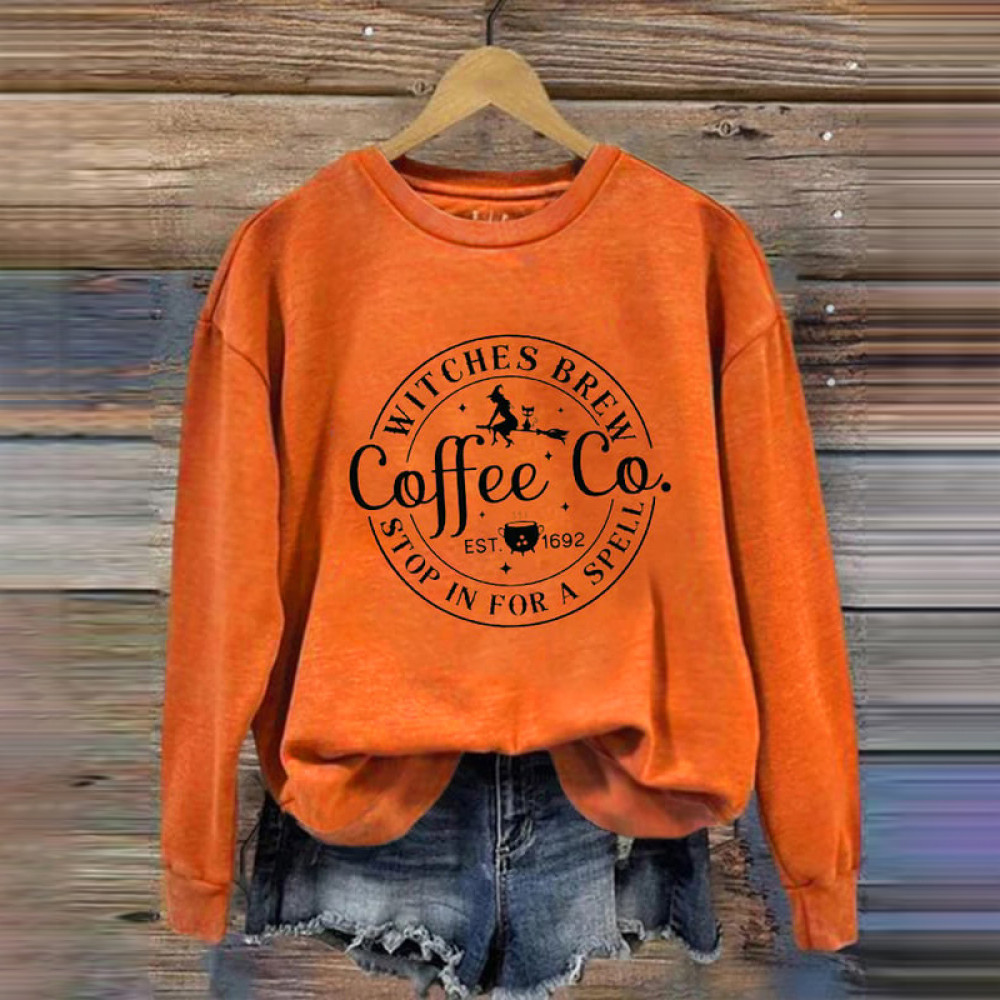 Halloween Funny Coffee Co Witches Brew Prnted Sweatshirt