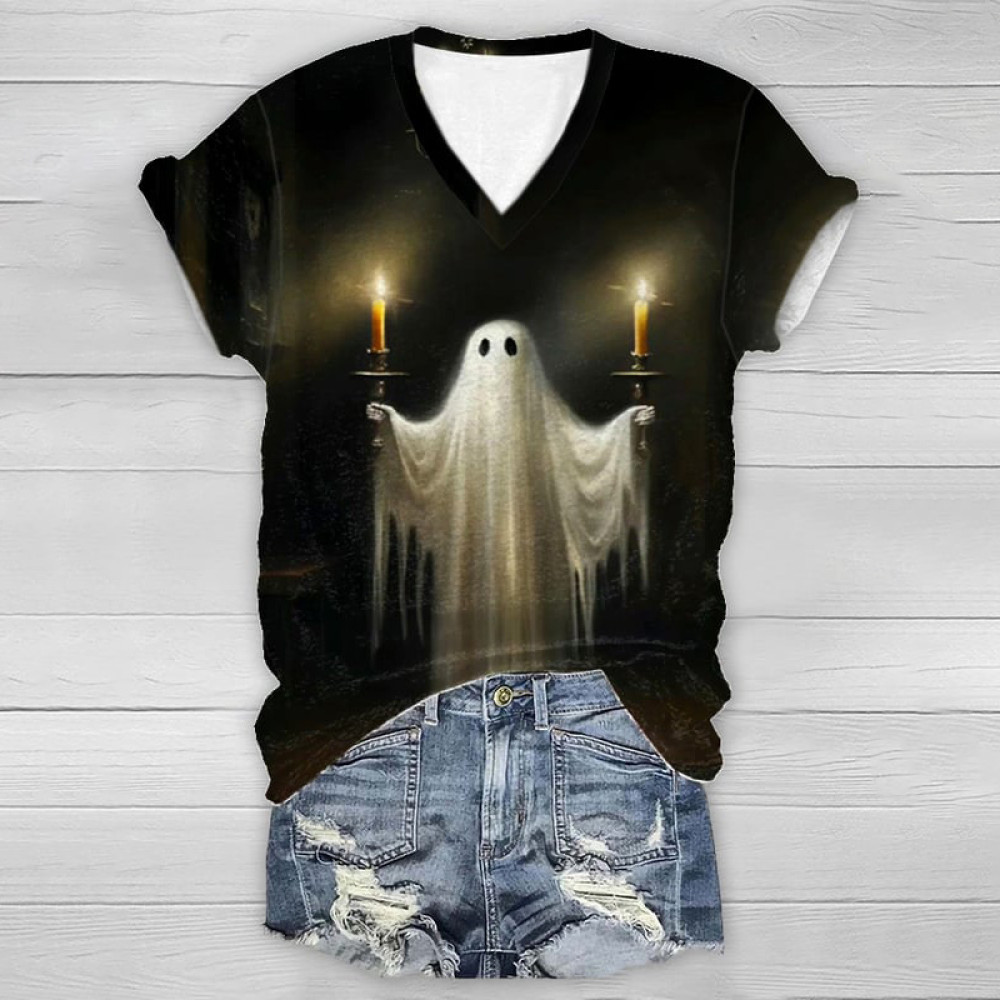 Halloween Ghost Print Short Sleeve T-Shirt