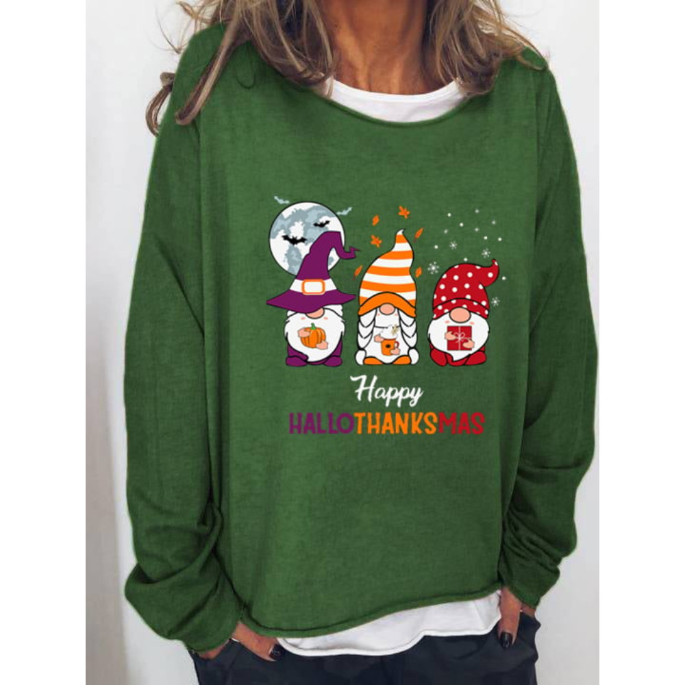 Halloween Gnome Print Oversized Sweatshirt