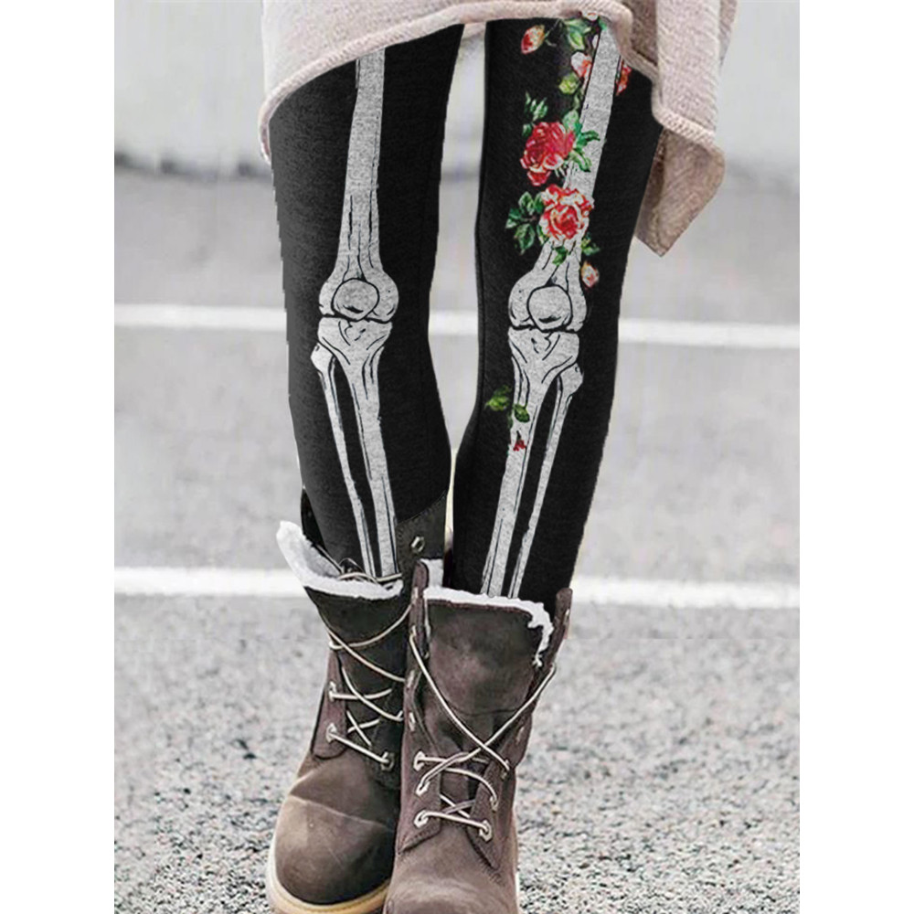 Halloween Gollum Rose Print Leggings