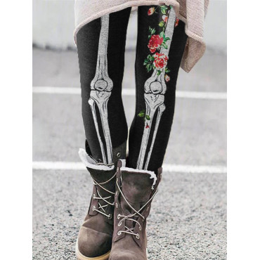 Halloween Gollum Rose Print Leggings