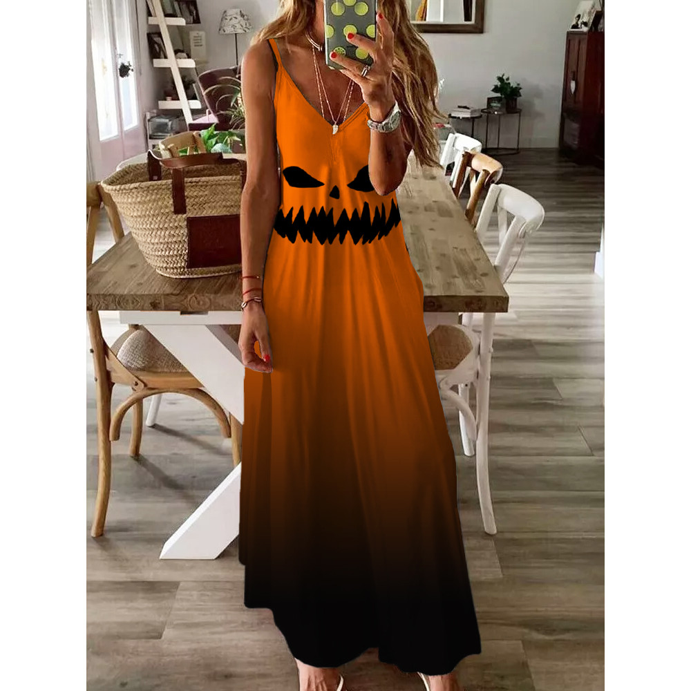 Halloween Horror Print Artistic Sling Dress