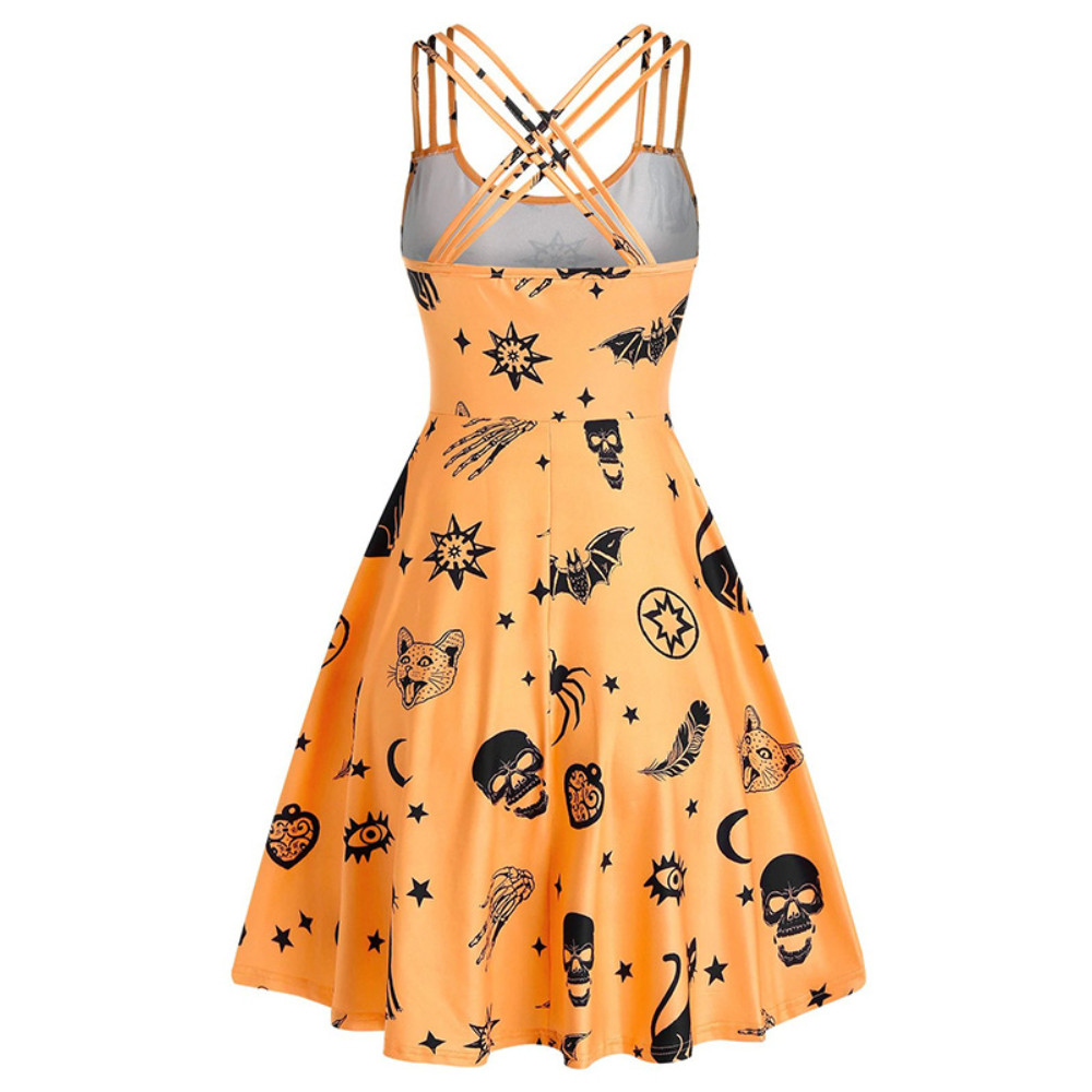 Halloween Inspired Print Sleeveless Mini Dress