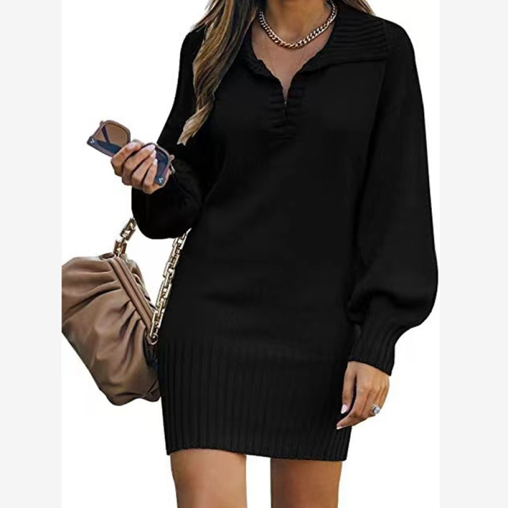 Halloween Lapel Balloon Sleeve Pullover Loose Knit Sweater