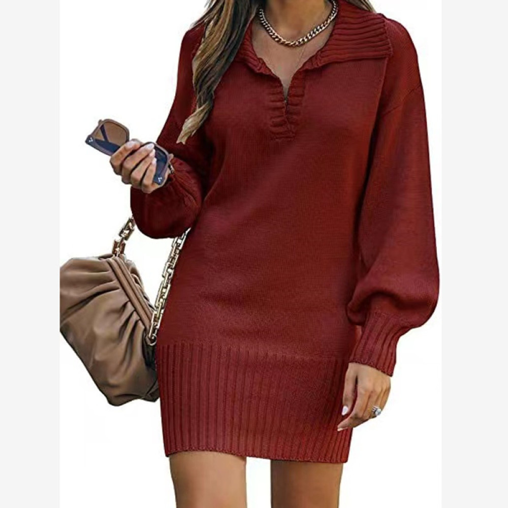Halloween Lapel Balloon Sleeve Pullover Loose Knit Sweater