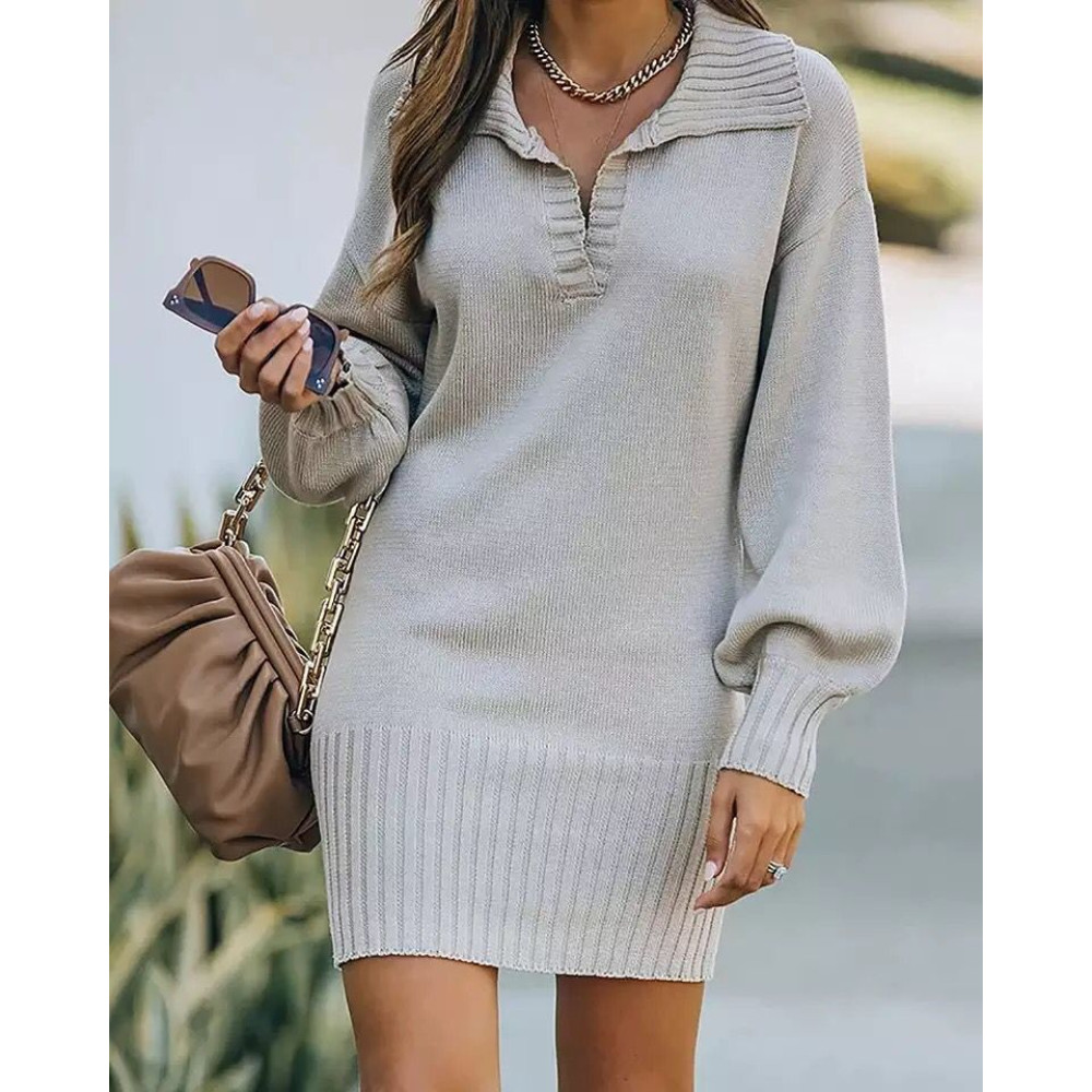 Halloween Lapel Balloon Sleeve Pullover Loose Knit Sweater