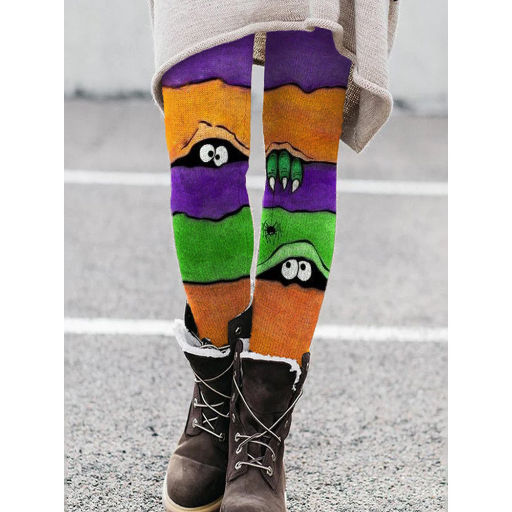Halloween Lovely Monster Colorblock Leggings