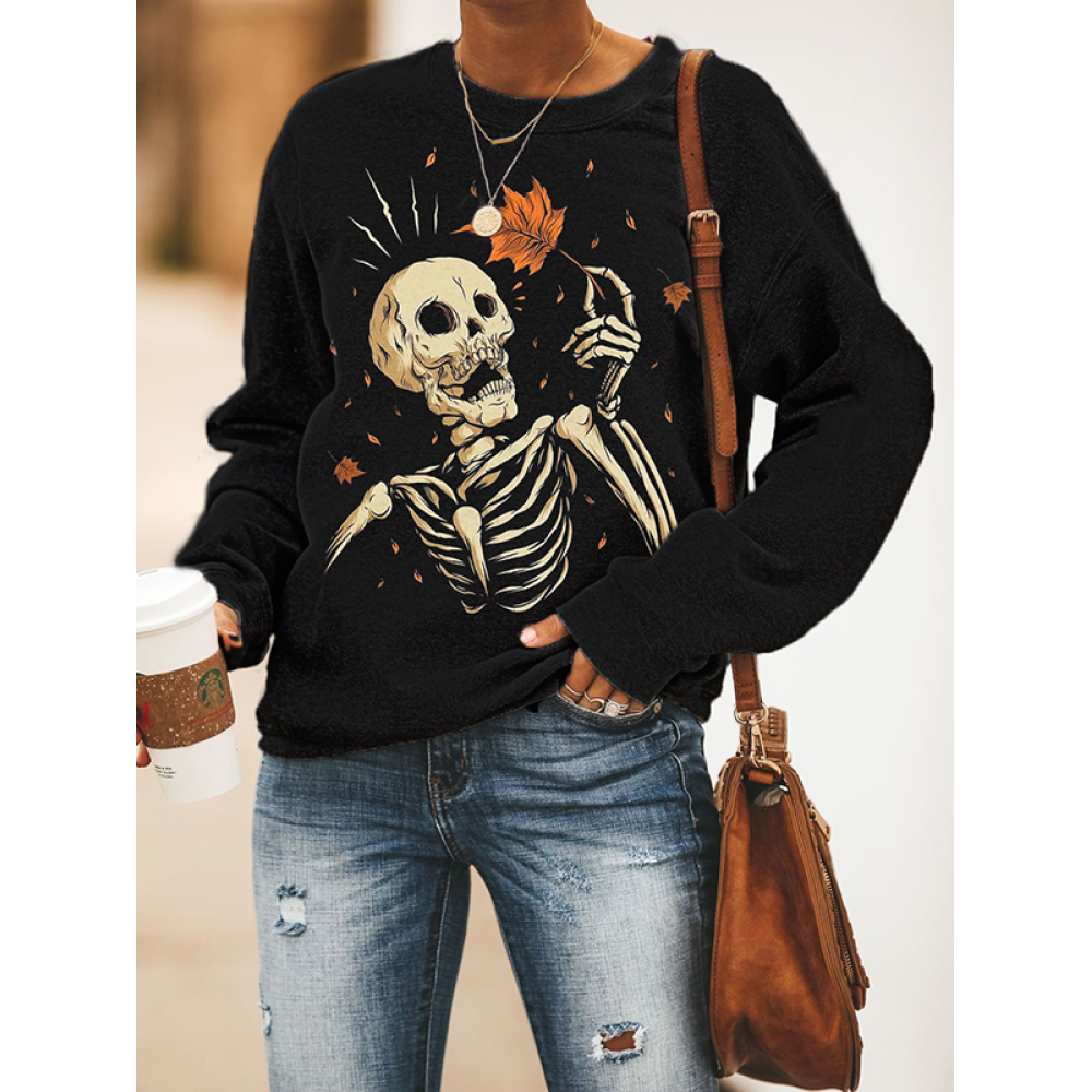 Halloween Maple Leaf Skull Sweatshirt