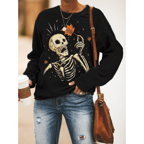 Halloween Maple Leaf Skull Sweatshirt