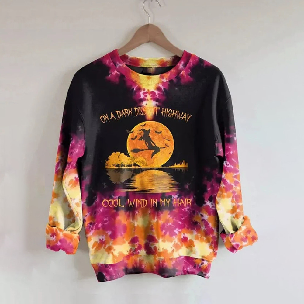 Halloween On A Dark Desert Highway Cool Wind In My Hair Tie Dye Print Sweatshirt