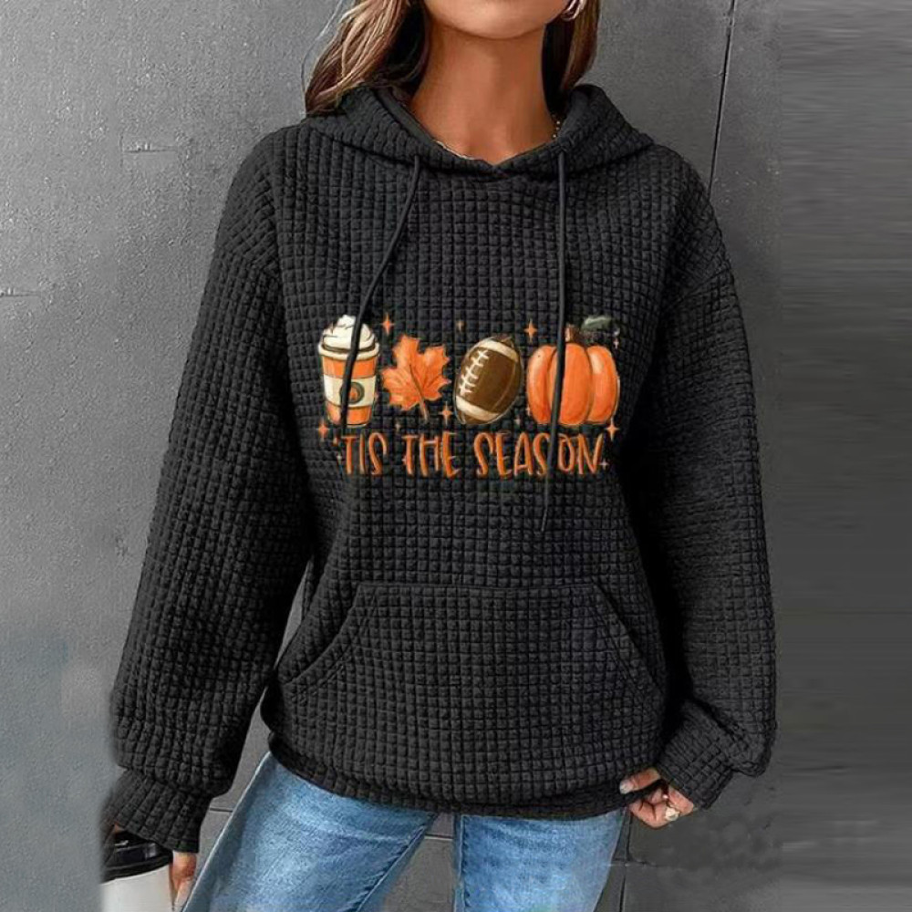 Halloween Pattern Comfortable Casual Panel Pocket Hoodie