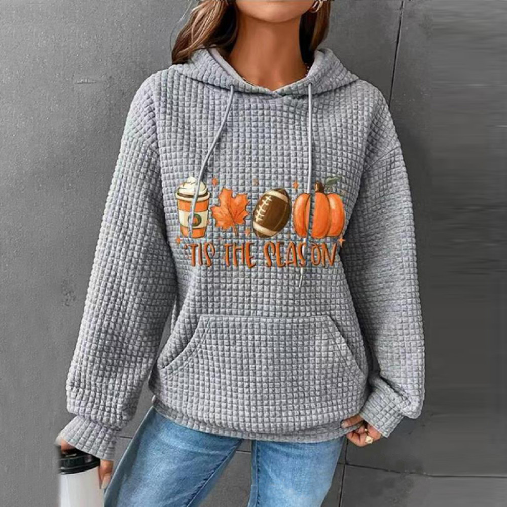 Halloween Pattern Comfortable Casual Panel Pocket Hoodie