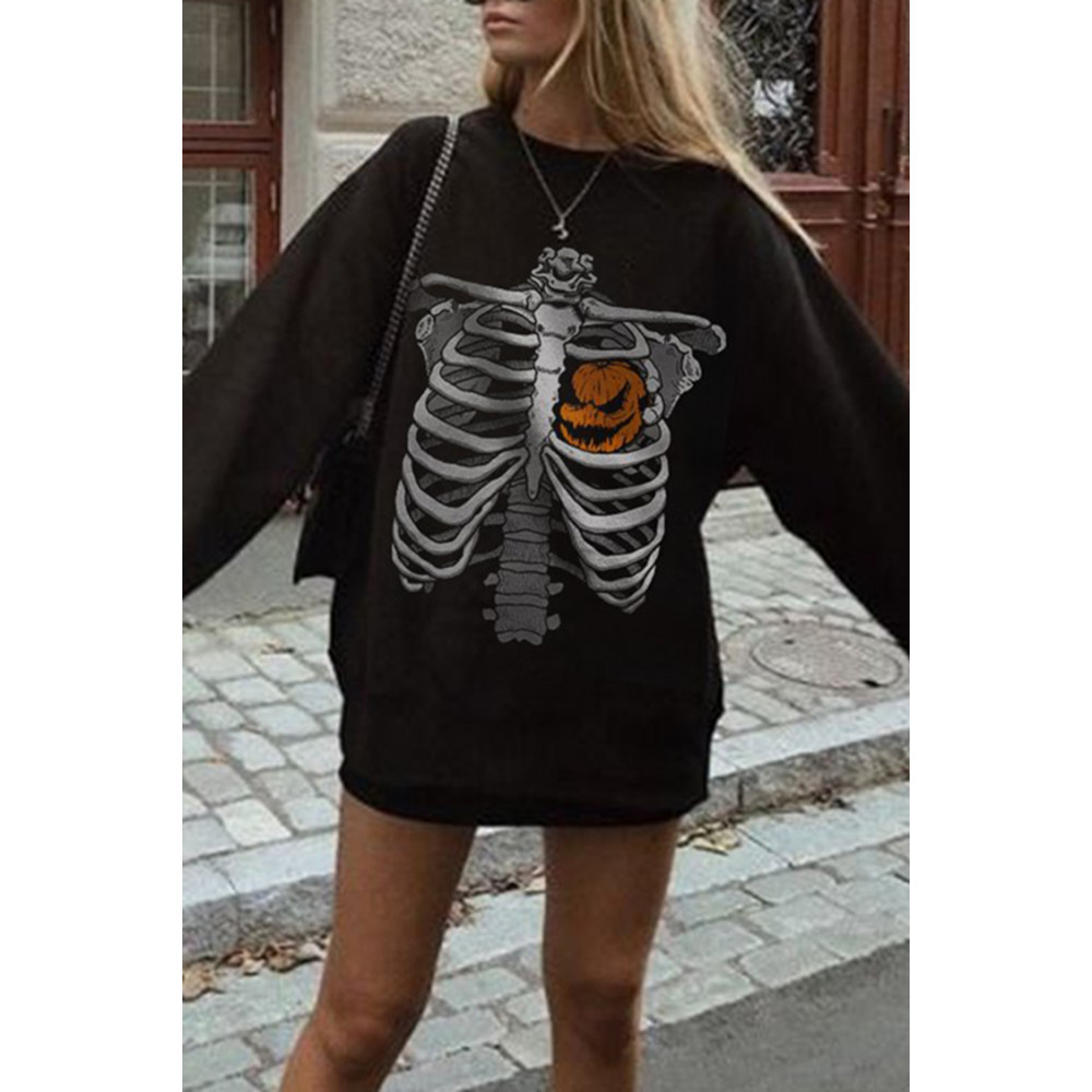 Halloween Print Casual Long Sleeve Sweatshirt