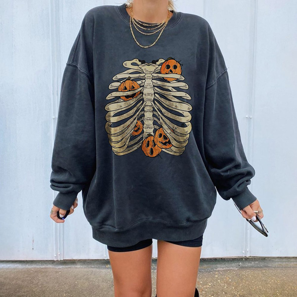 Halloween Print Casual Long Sleeve Sweatshirt