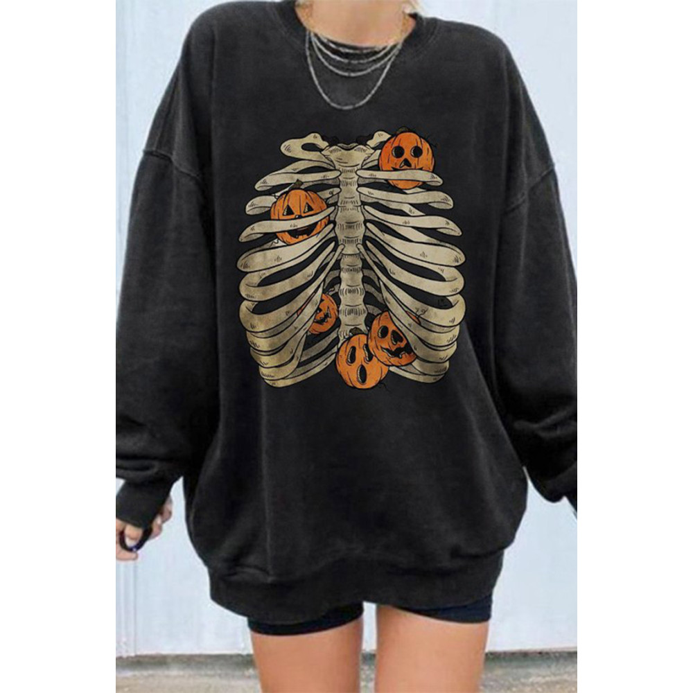 Halloween Print Casual Long Sleeve Sweatshirt