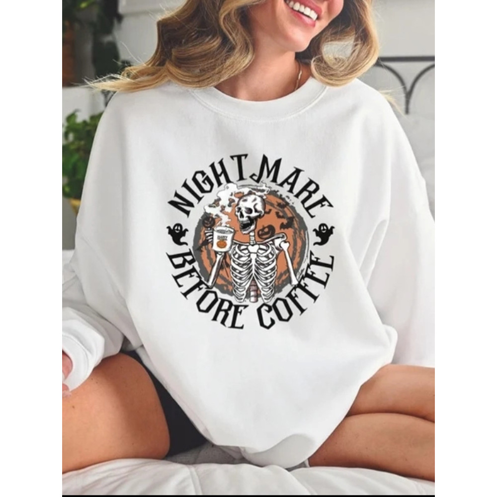 Halloween Print Crew Neck Casual Sweatshirt