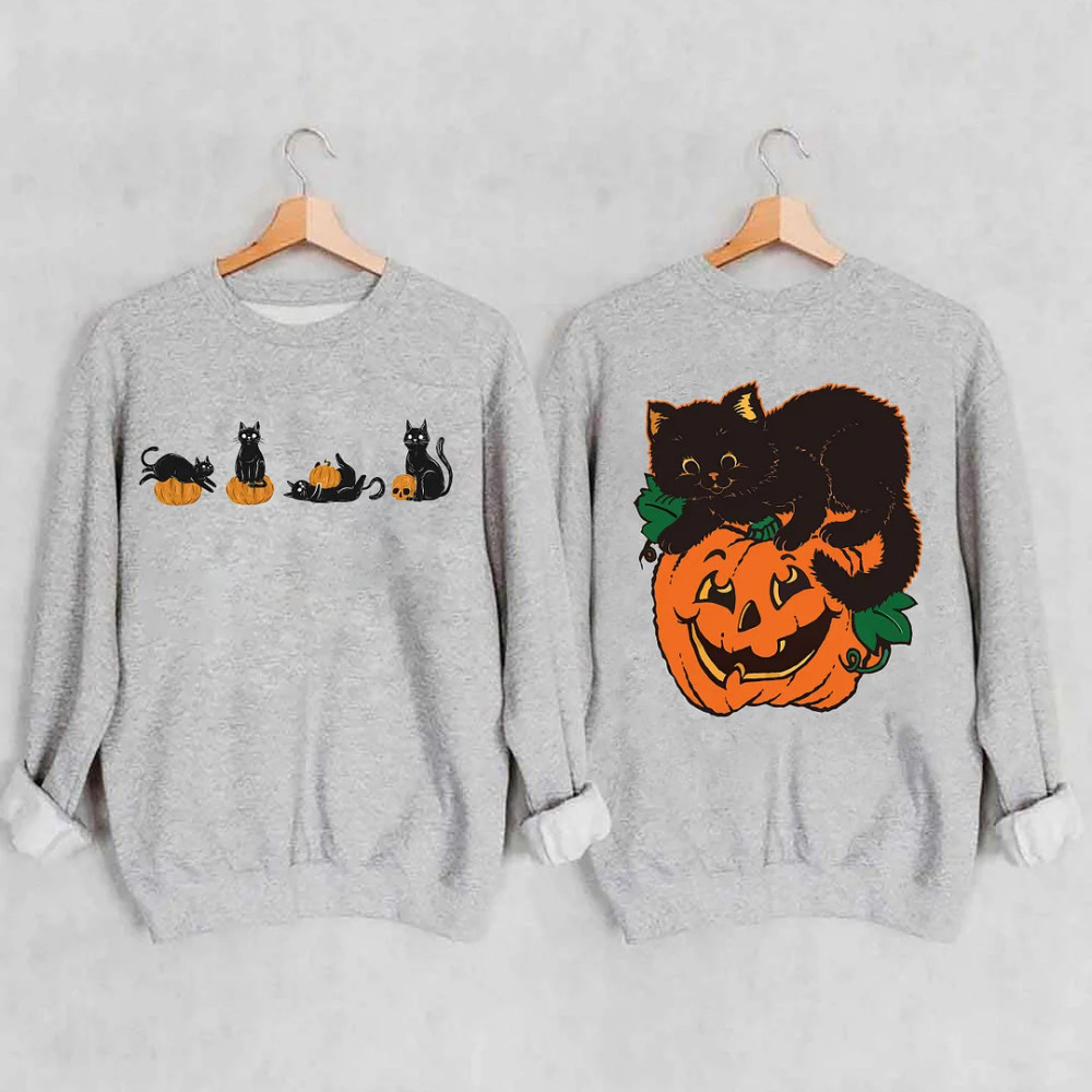 Halloween Pumpkin And Cats Sweatshirt