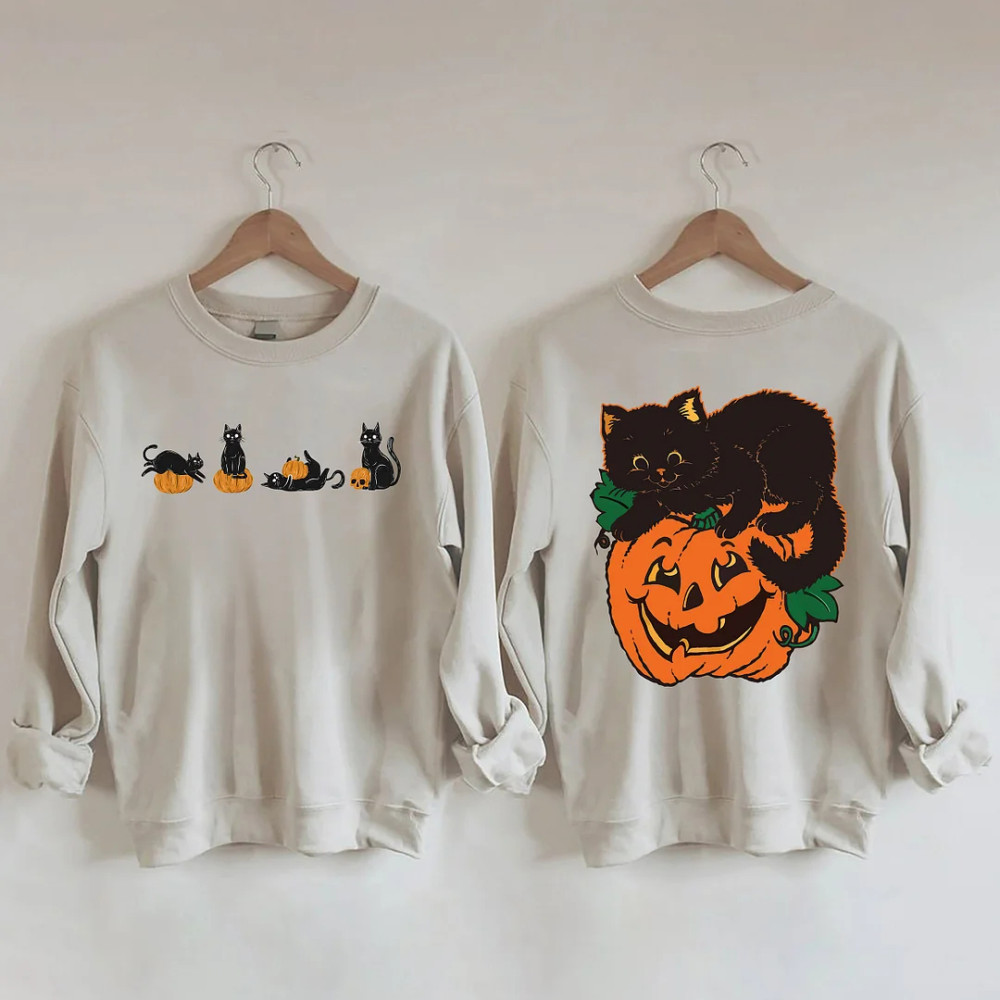 Halloween Pumpkin And Cats Sweatshirt