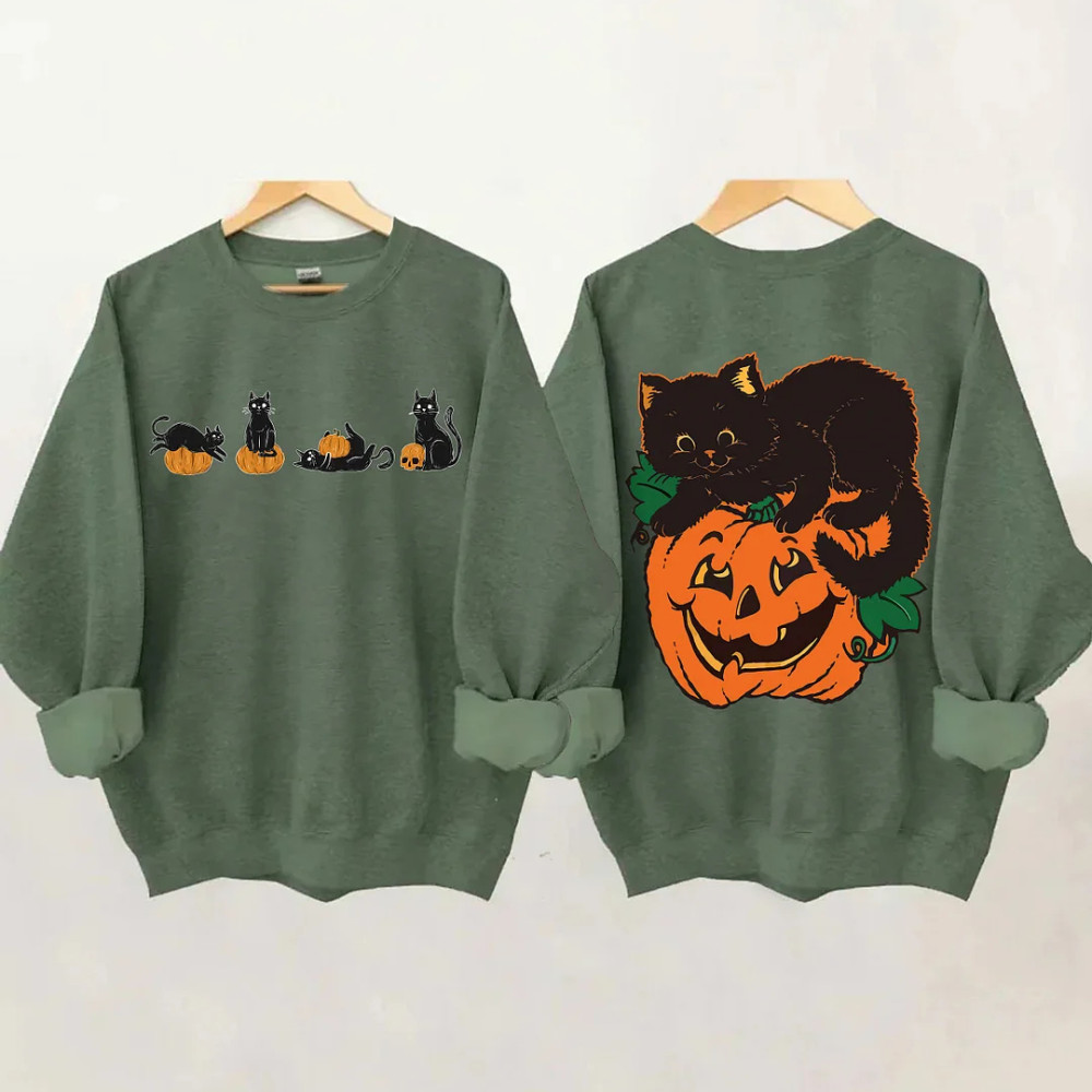 Halloween Pumpkin And Cats Sweatshirt