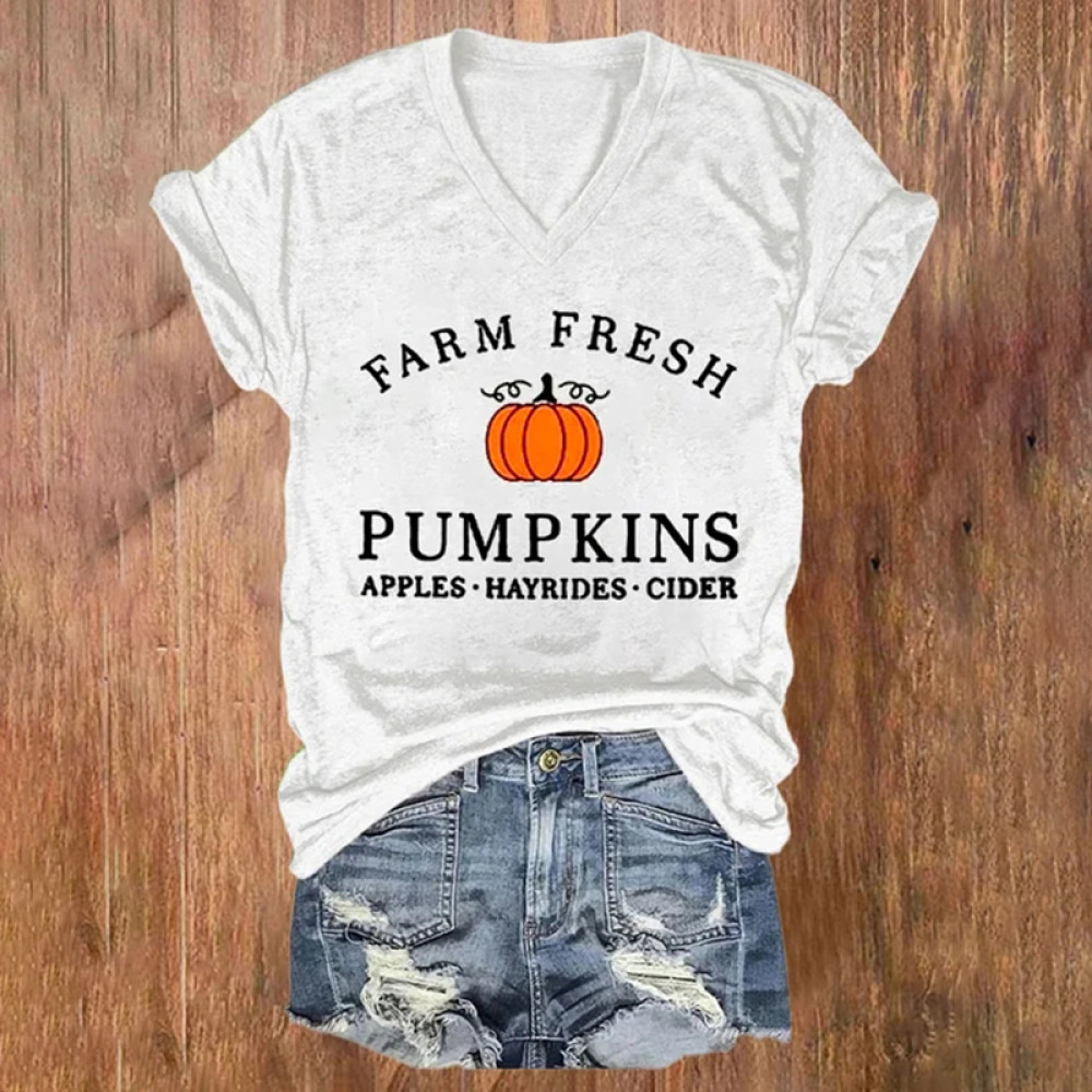 Halloween Pumpkin Casual Print Short Sleeve T-Shirt