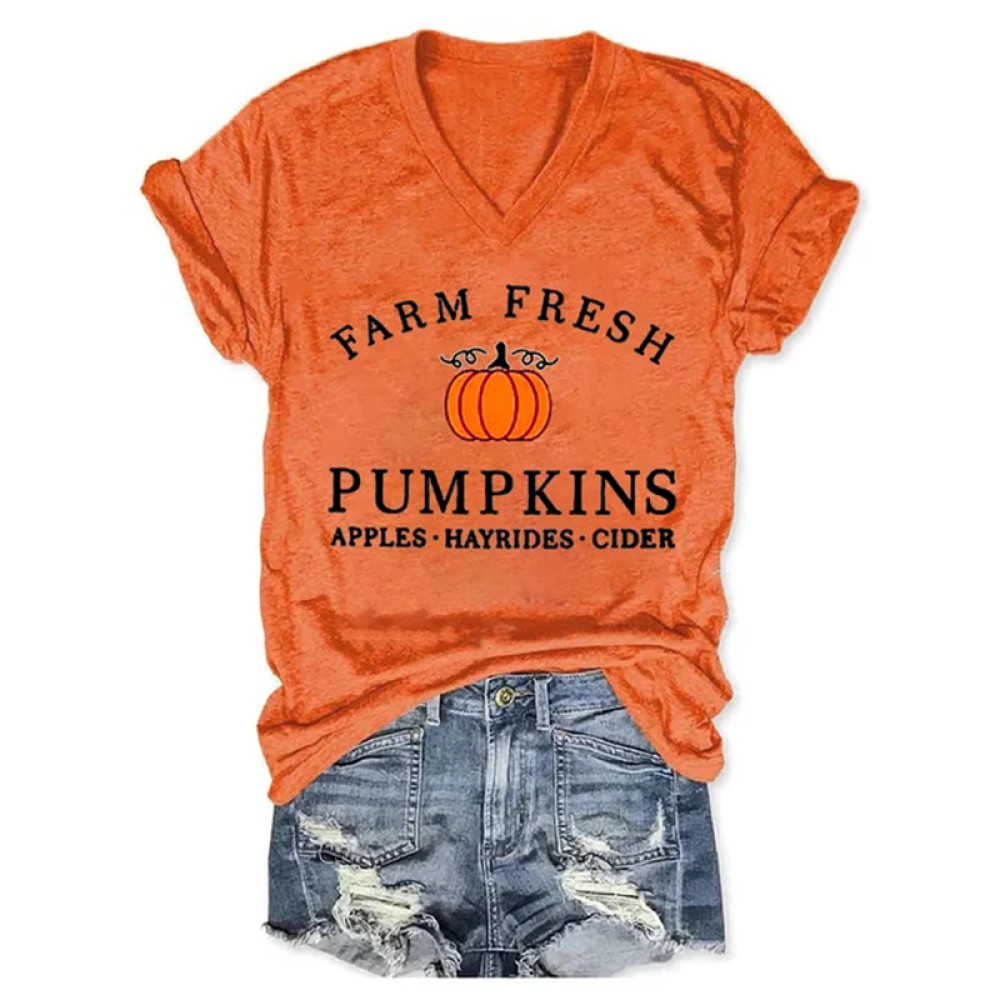 Halloween Pumpkin Casual Print Short Sleeve T-Shirt