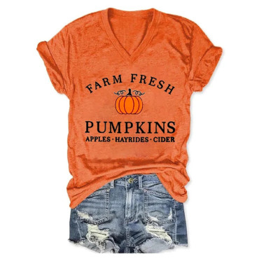Halloween Pumpkin Casual Print Short Sleeve T-Shirt