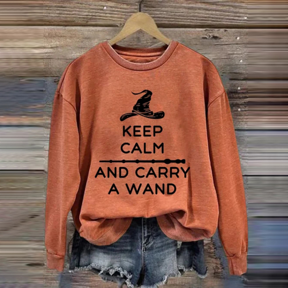 Halloween Pumpkin Face Contrast Print Casual Sweatshirt