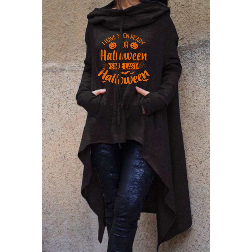 Halloween Pumpkin Print Irregular Hoodie