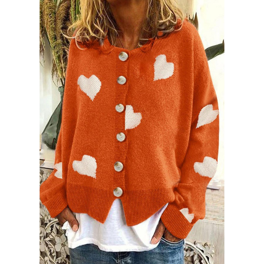 Halloween Single Breasted Heart Knit Sweater