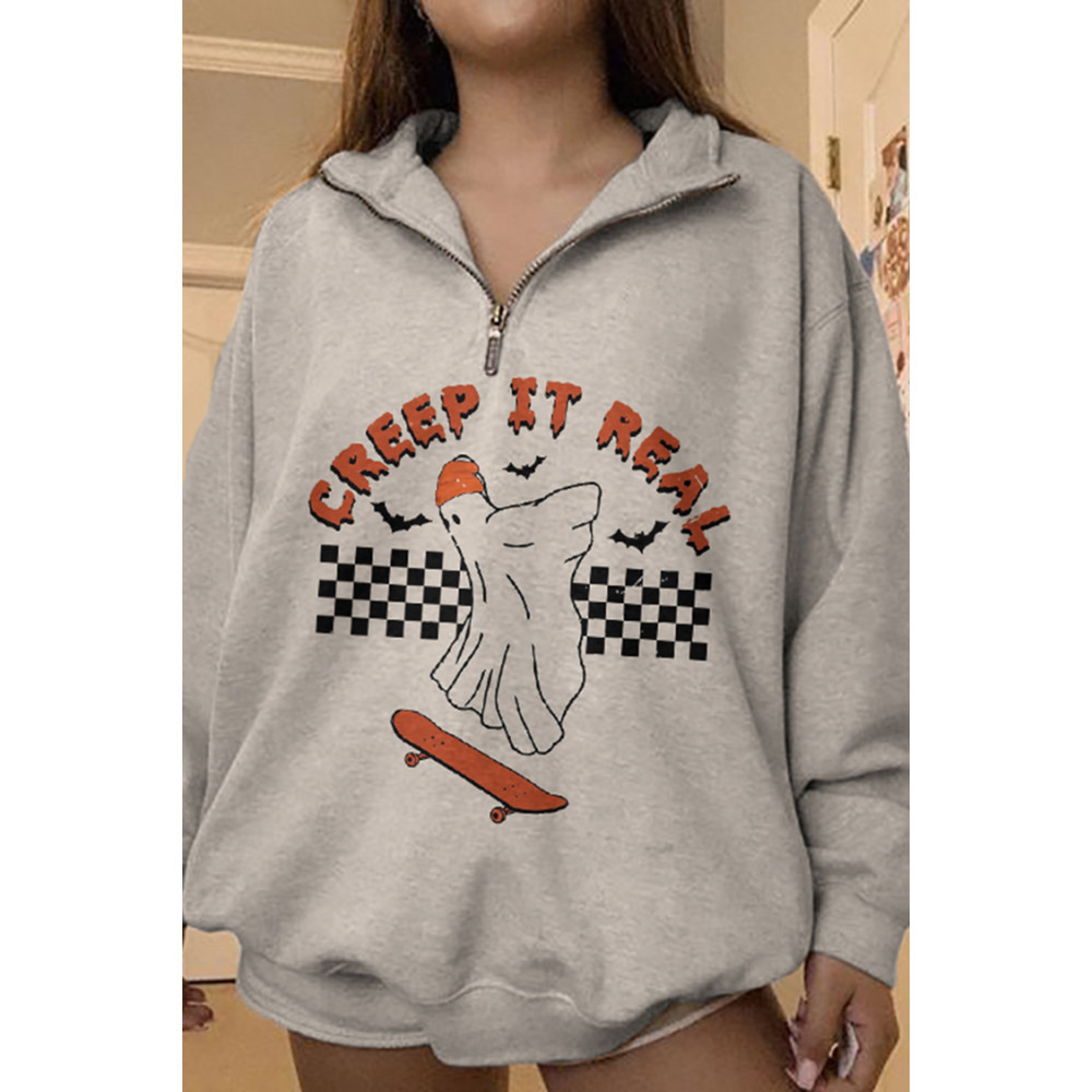 Halloween Skate Ghost Print Sweatshirt