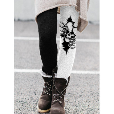 Halloween Skeleton Climbing Out Contrast Leggings