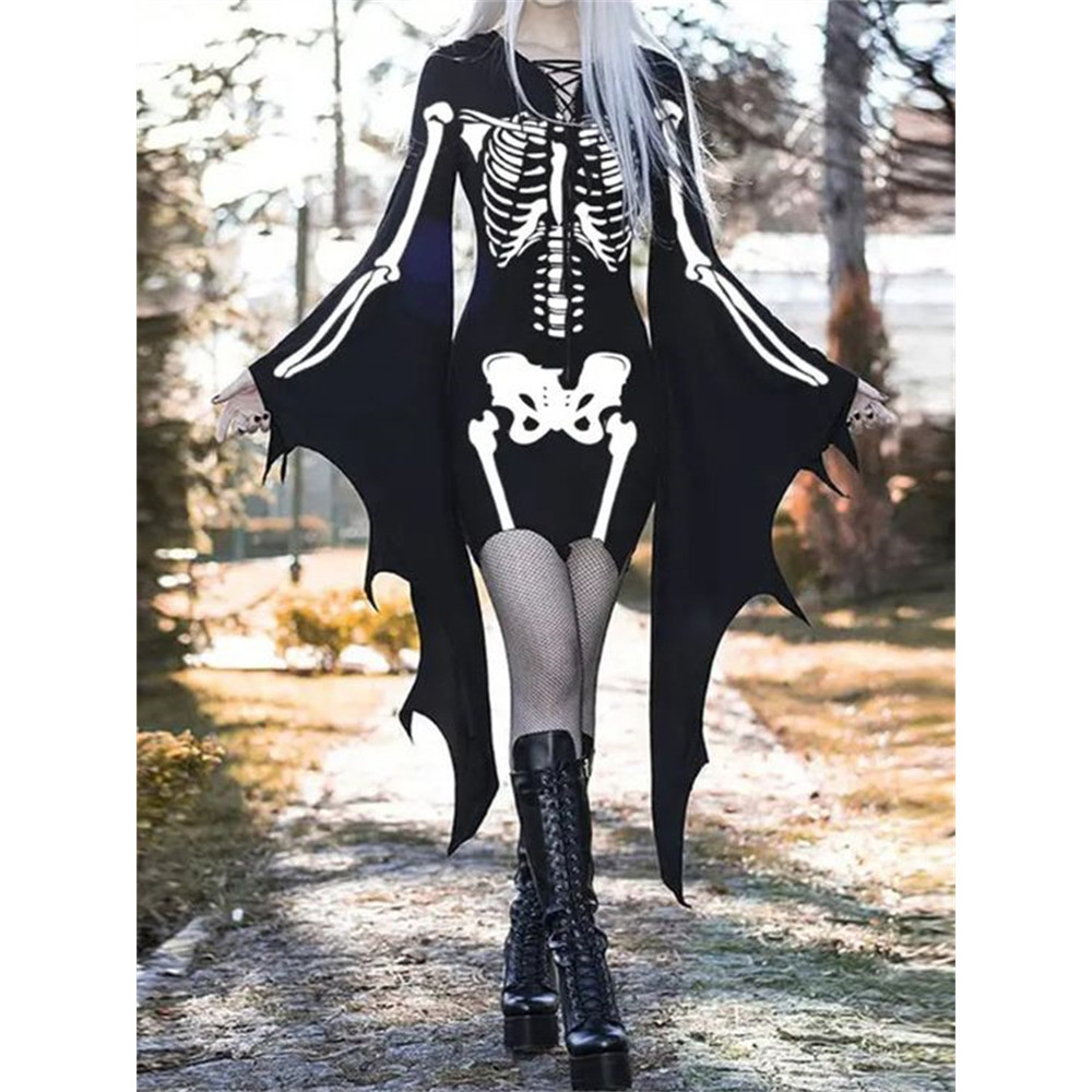 Halloween Skeleton Inspired Slim Fit Mini Dress