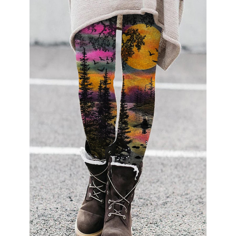 Halloween Spooky Night Forest Art Leggings