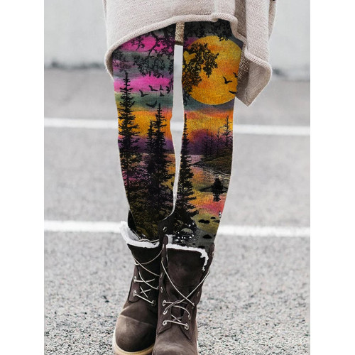 Halloween Spooky Night Forest Art Leggings