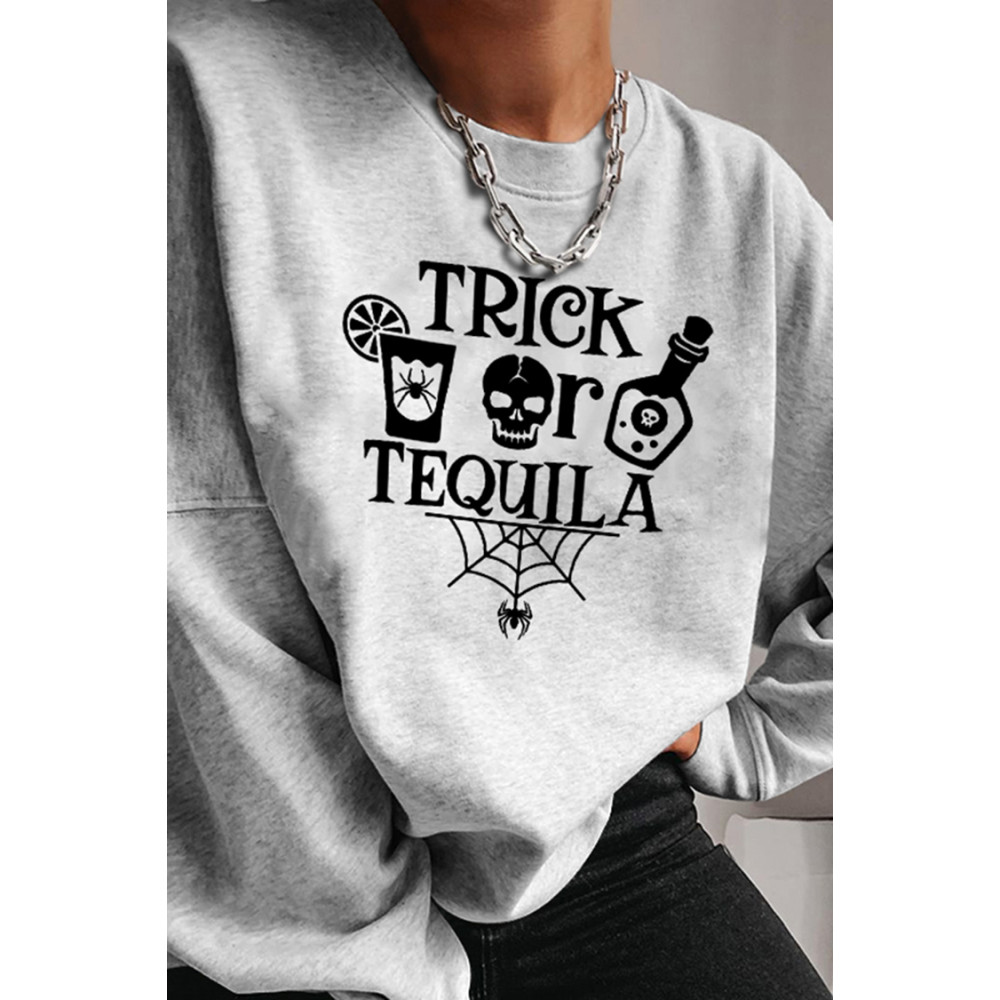 Halloween Trick Skull Print Sweatshirt