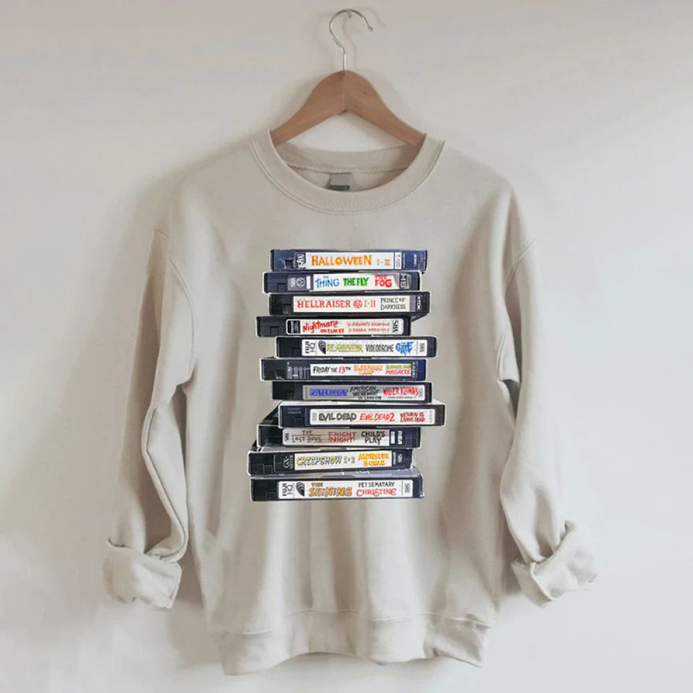 Halloween VHS Playlist Nostalgic Casual Sweatshirt