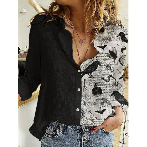Halloween Vintage Art Contrast Color Blouse