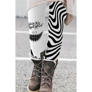 Halloween We All Mad Here Print Leggings