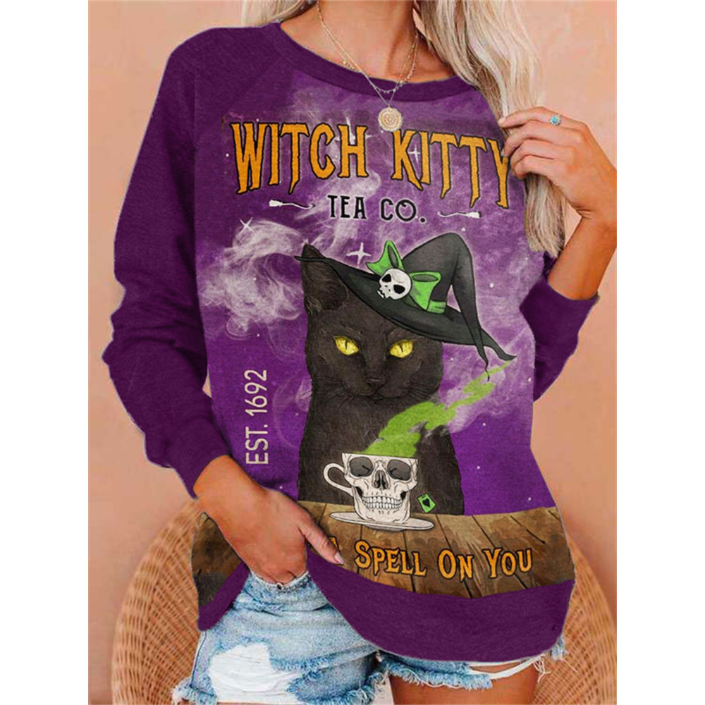 Halloween Witch Kitty Tea Co Sweatshirt